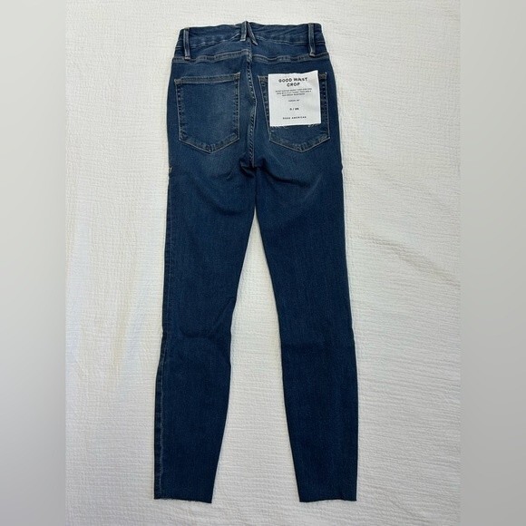 NWT Good American Good Waist Crop Skinny Jeans Raw Hem Size 0/25 - Picture 5 of 8
